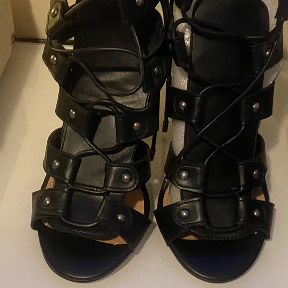 Brand New Torrid Caged Heels Black Strappy Lace Up Gladiator Heeled Sandals Size - Picture 7 of 8